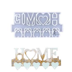 תבנית סיליקון למתלה מפתחות HOME עם לבבות